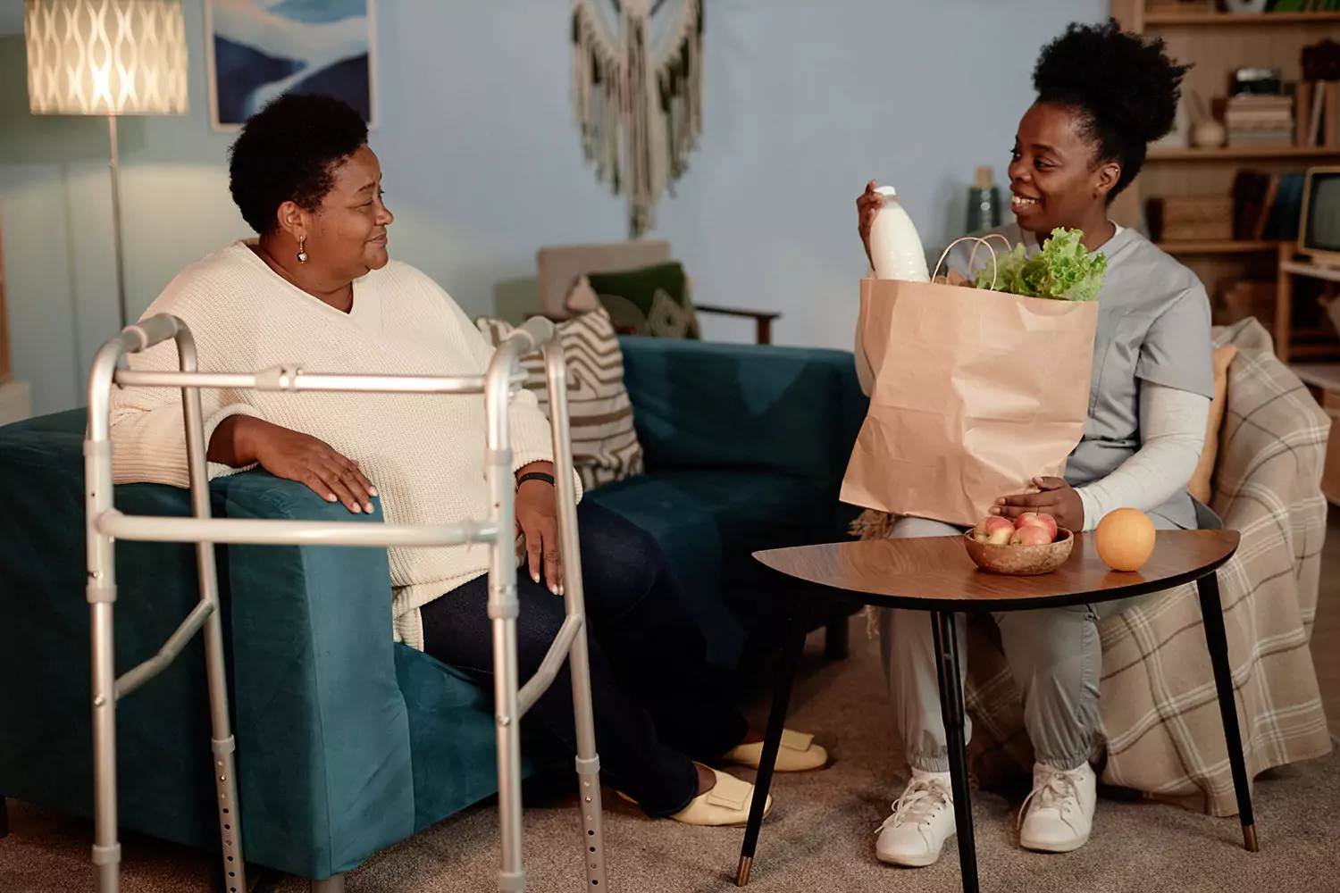 Nurse at home with elderly patient